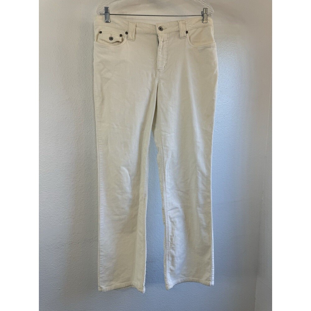 Faded Glory Pants Women 12 White Straight Corduroy Cotton Blend Stretch Y2K 2000